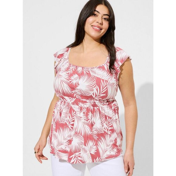 Torrid NWTB Pink Super Soft Square Neck Cinched Waist Babydoll Tank size 4x 26 - Picture 2 of 4